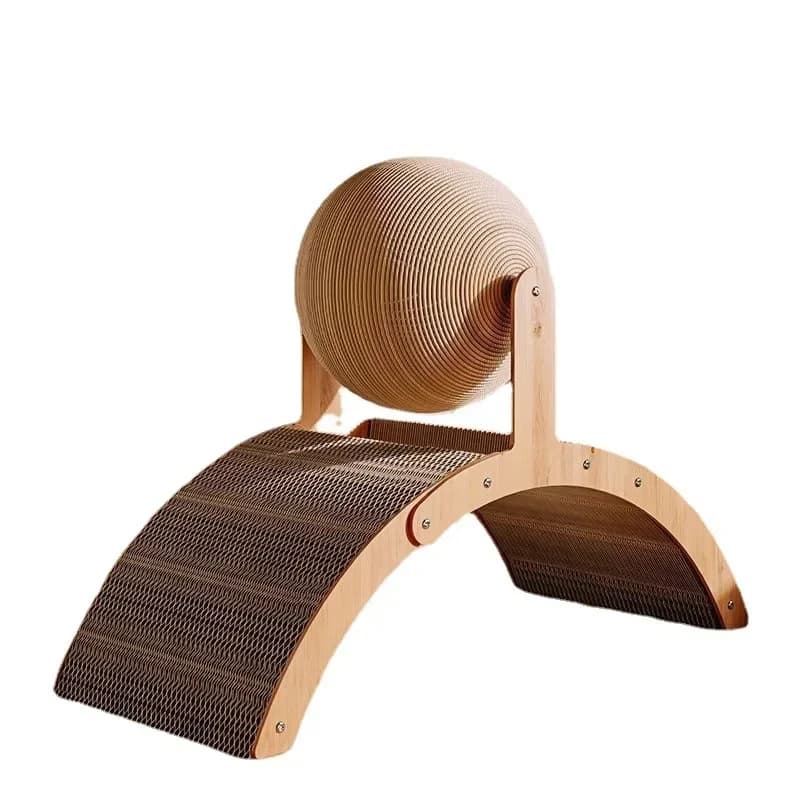 Rascador 2 en 1 para Gatos — Poste de Sisal y Bola de Madera