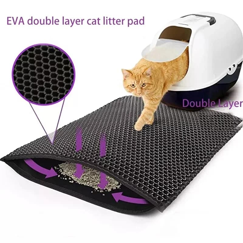 Alfombrilla Atrapa-Arena para Gatos — Doble Capa Impermeable