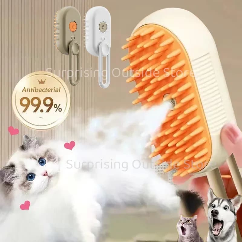 Cepillo de Masaje con Vaporizador 3 en 1 para Mascotas