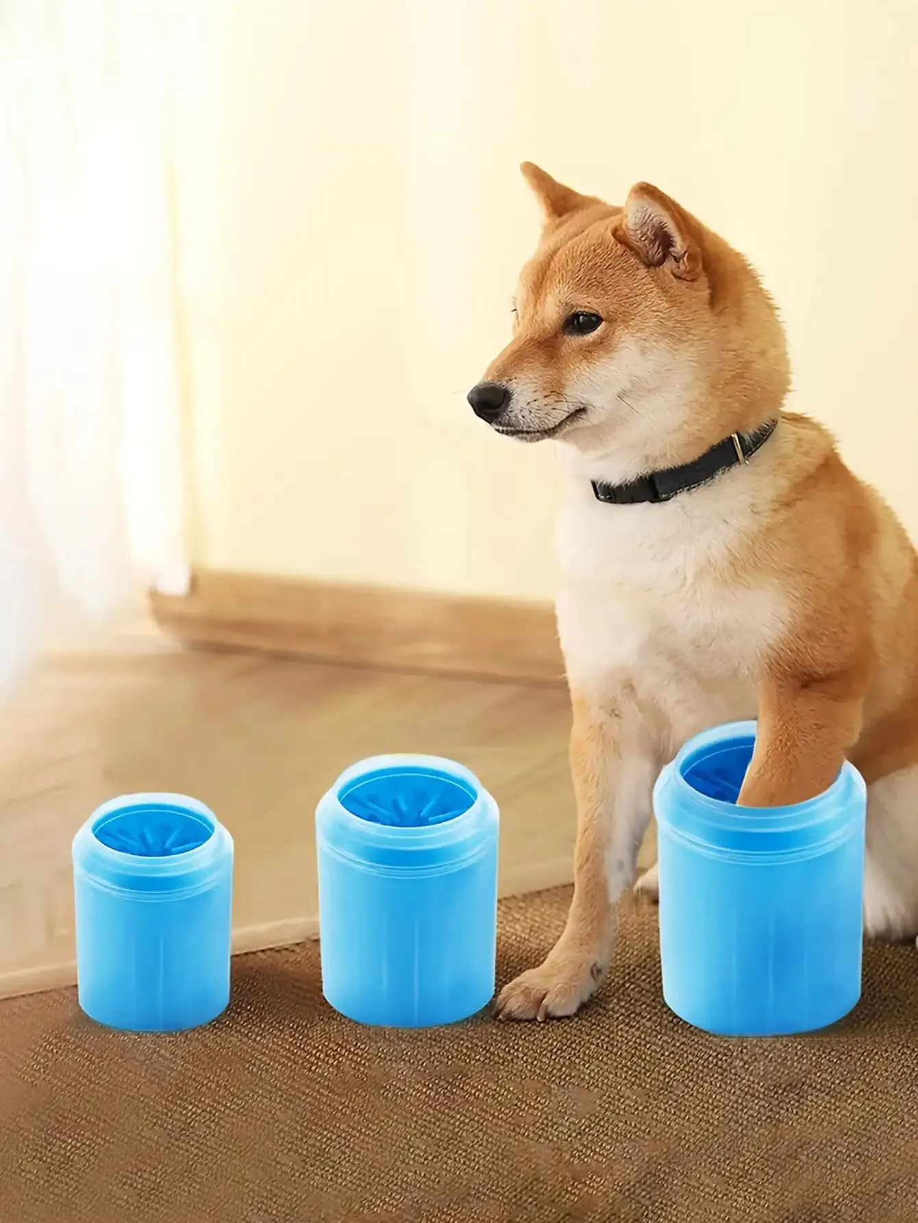 Vaso Limpiador de Patas para Mascotas — Con Cepillos Suaves
